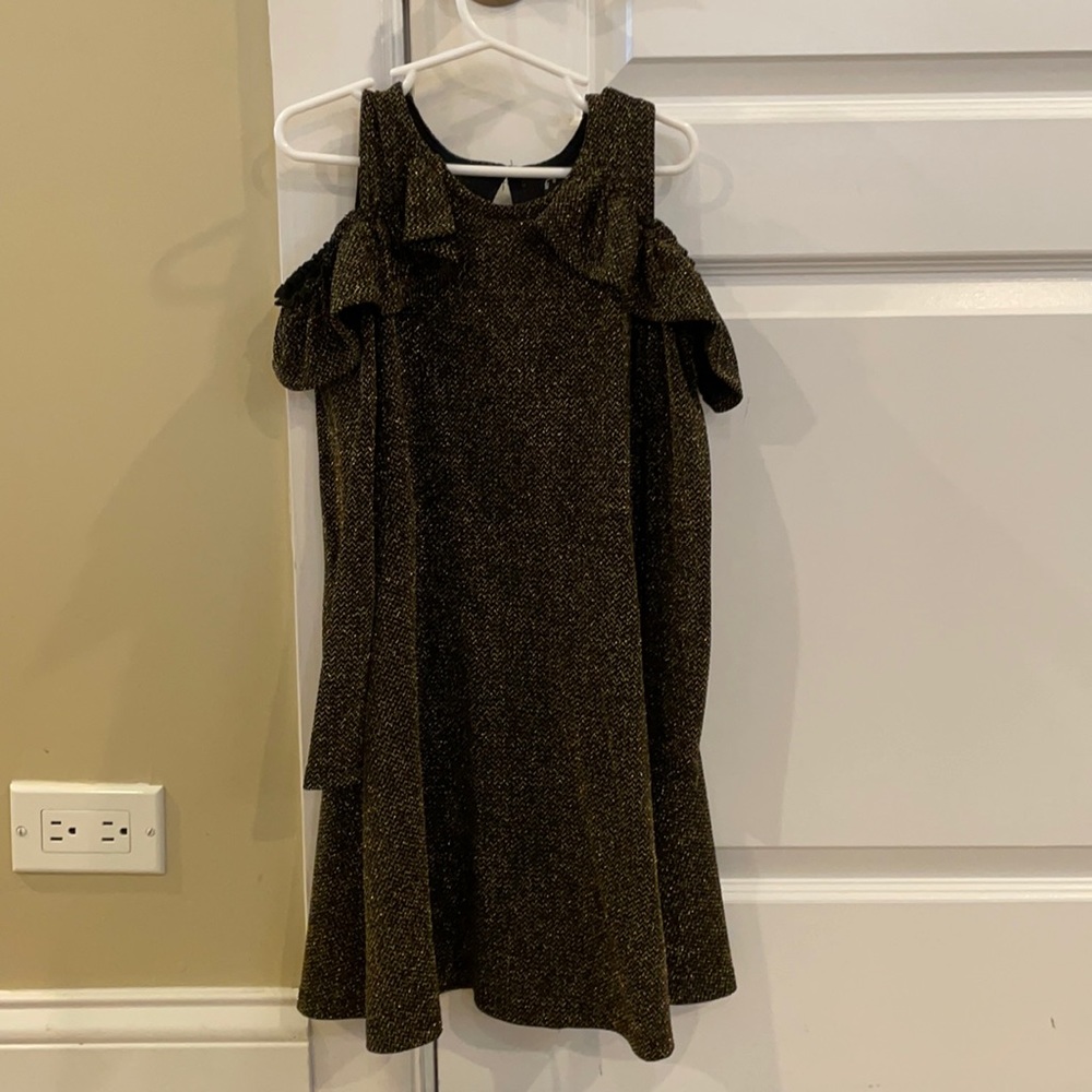 Target Art Class black & gold cold shoulder dress